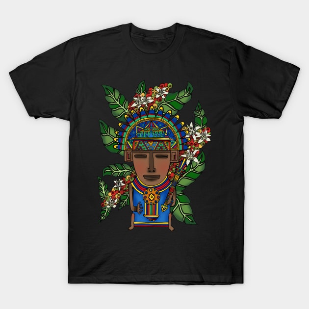 MUISCA CHIBCHA COLOMBIA COFFEE PLANT - full colour T-Shirt by Xotico Design